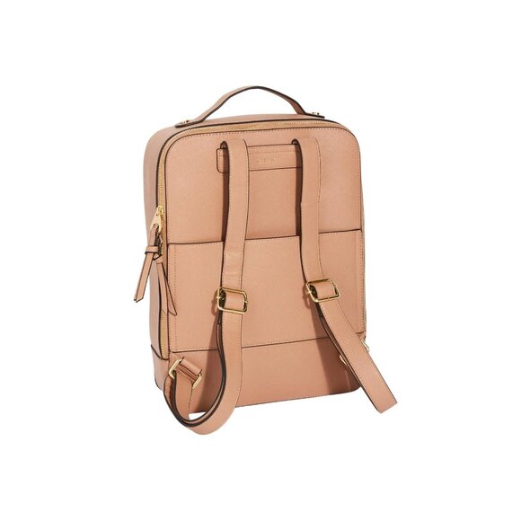 Calpak Kaya Mauve Faux Leather Laptop Backpack 15.5x11.5x4.5 4 Zip Pocket Handle - Picture 2 of 2